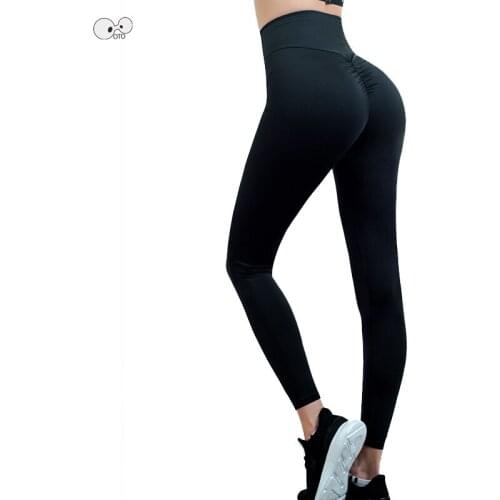 Hips Push Up High Waist Running Leggings Women Yoga Pants Gym Fitness Wrinkle Trousers Quick Dry Elastic Nylon Jogging Tights