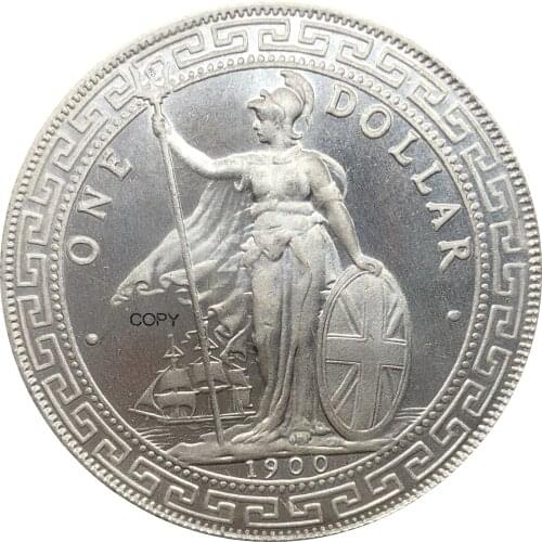 United Kingdom 1 Dollar British Trade Dollar 1900 One Dollar Cupronickel Plated Silver Hong Kong Yi Yuan Copy Coin