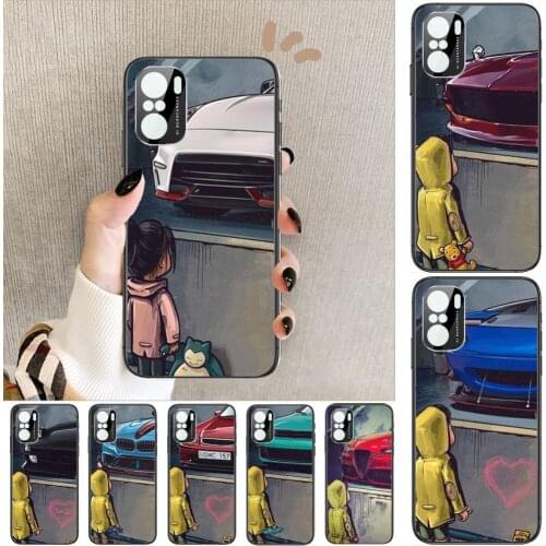 Boy see sports car Jdm drift Phone Case For xiaomi redmi POCO F1 F2 F3 X3 Pro M3 9C 10T Lite NFC Black Cover Silicone Back Prett