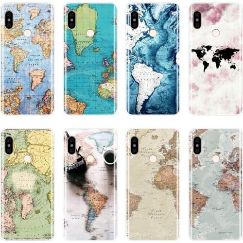 World Map Back Cover For Xiaomi Redmi S2 6A 5 Plus 4A Soft Silicone Phone Case For Pocophone F1 Redmi Note 6 Pro 5A Prime 5 4 4X