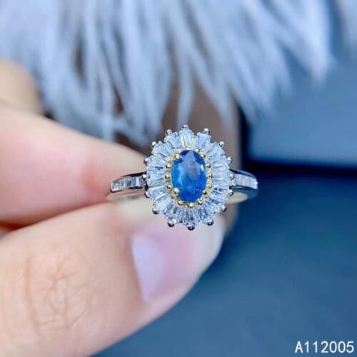 KJJEAXCMY fine jewelry 925 sterling silver inlaid natural gemstone sapphire new Female ring vintage Support test hot selling