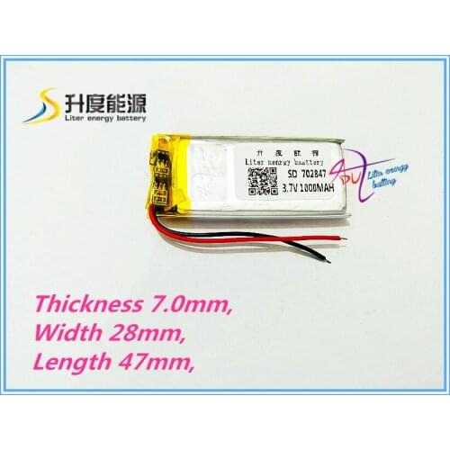 Size 702847 3.7V 1000mah 703048 Lithium polymer Battery with Protection Board For Bluetooth GSP Digital Products Free Shipping