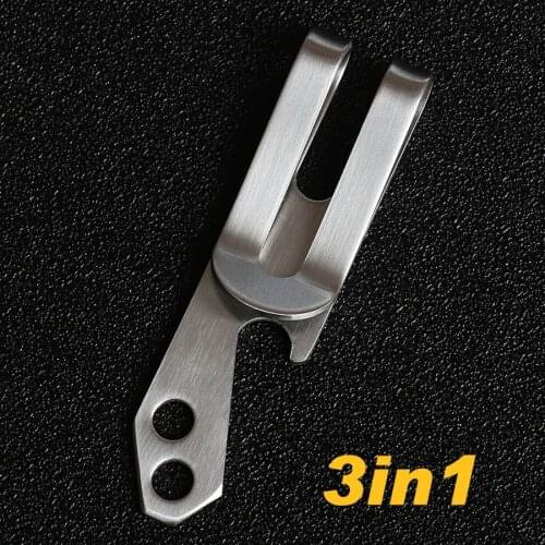 Three-in-one Multi-function Metal Wallet Waist Clip Keychain Outdoor Small EDC Ourdoor Tools Stainless Steel Bottle Opener