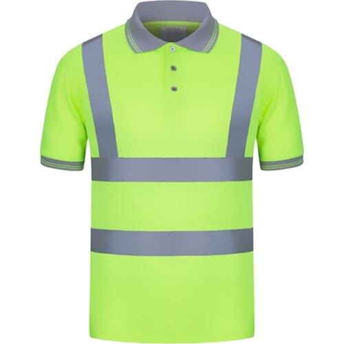 Men Summer Polyester High Visibility Safety Reflective Short Sleeve T-Shirt Top