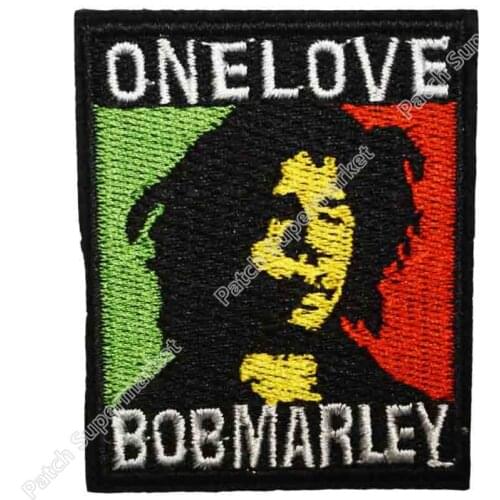 Bob Marley One Love Embroidered LOGO Iron On Patch Emo Goth Clothes Punk Rockabilly patchwork accessories clothes