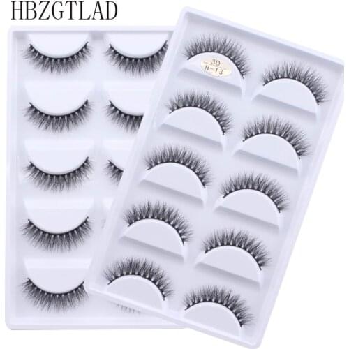 NEW 5Pairs 3D Mink Hair Natural Cross False Eyelashes Long Messy Makeup Fake Eye Lashes Extension Make Up Beauty Tools maquiagem
