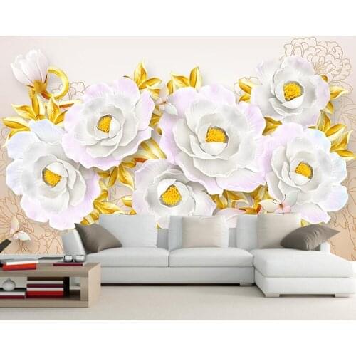 Papel de parede embossed peony modern simple flower 3d wallpaper mural,living room TV sofa wall bedroom wall papers home decor