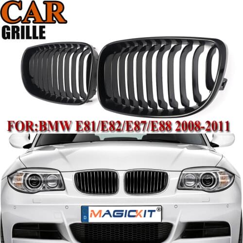 MagicKit Pair For BMW 1-Series E81/E82/E87/E88 2008-2011 Front Kidney Grilles Gloss Black