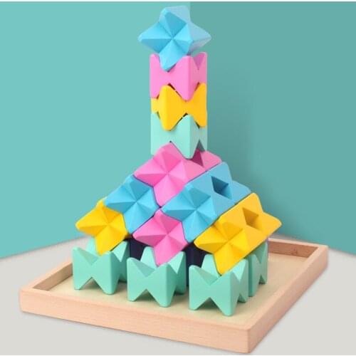 Early Education Five Color Creative Block Three-dimensional Geometry Jigsaw Puzzle Changeable Space Thinking To Build Toys