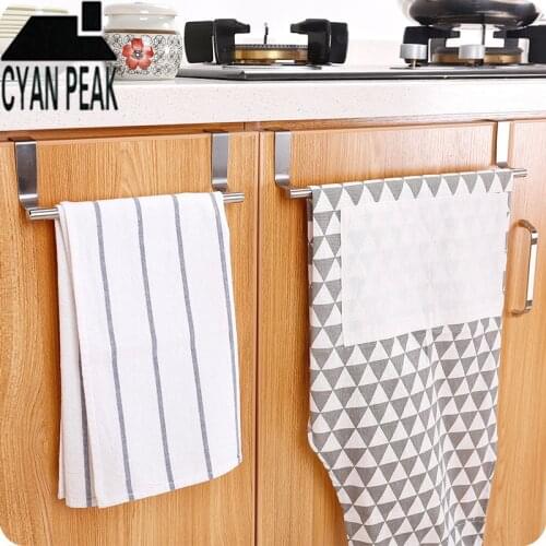 Towel Stand Rack Kitchen Accessories Stainless Steel Door Hanger Cupboard Storage Rack Holder Kitchen Gadgets Storage Shelf