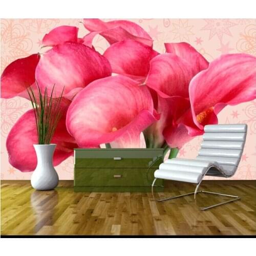 Custom papel DE parede floral, pink flower paintings for the sitting room the bedroom TV wall waterproof vinyl papel DE parede