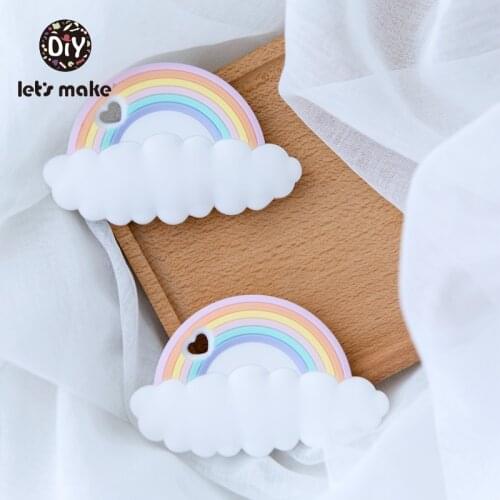Rainbow Silicone Teethers CAartoon Shape 5pc BPA Free Tint Rod Food Grade Silicone Baby Teethers Teething Toys Patent Lets Make