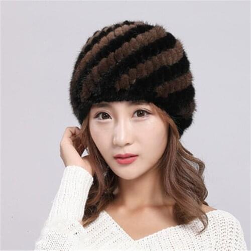 Natural And Authentic Mink Fur Hats For Women Fashionable Headdress Knikked Puff Ladies Real Pelisse Feminine Hat