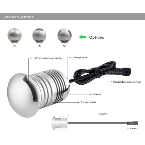 LED Underground Light Outdoor Landscape Lighting Recessed Spot Light Kit IP67 3W 12V Patio Pavers LED Floor Deck Stair Lamp