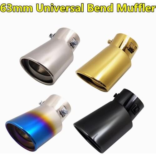 4 Colors Car-styling 63mm Diameter Stainless Steel Bend Universal Muffler Car Exhaust System Tip Pipe Auto Modified Decoration
