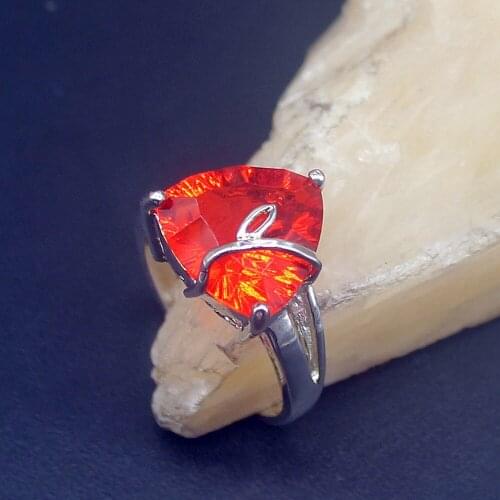 Hermosa Dashing Lovely Red Garnet Genuine 925 Silver Unique Band Ring Wedding Engagement Gifts for Women Size 7.5# 20214139