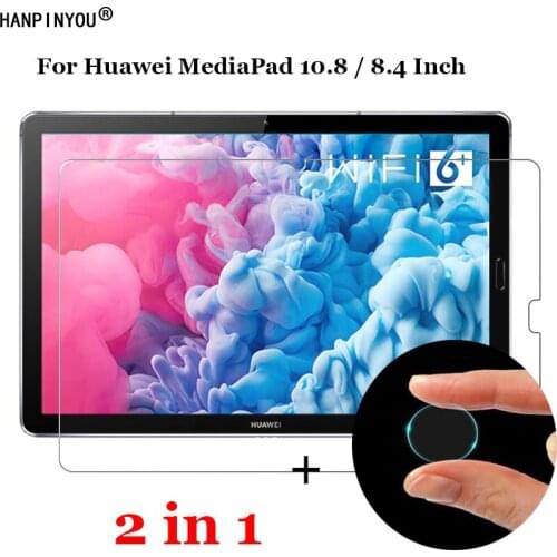 2-in-1 Front Tempered Glass For Huawei MediaPad 10.8 / 8.4" Soft Camera Lens Protection Film Screen Protector Guard