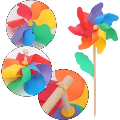 24cm Wood Garden Yard Party Windmill Windspinner Ornament Outdoor Decorations for Garden Kids Toys