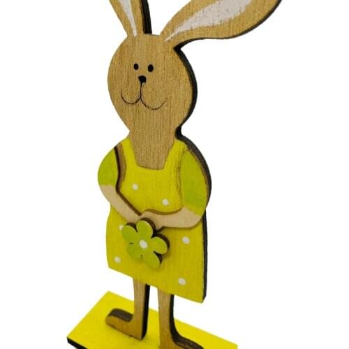 3pcs/set Wooden Rabbit Bunny Family Happy Easter Decorations Valentines Day Wedding Party Ornament DIY Craft Photo Props