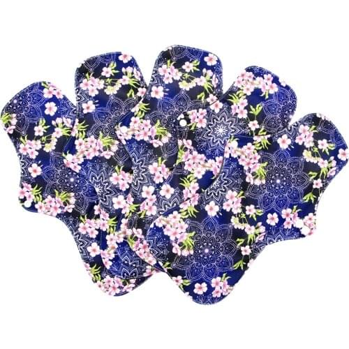 Asenappy 13" Flower printed night use reusable menstrual pads for heavy flow, large size breathable women cloth pads