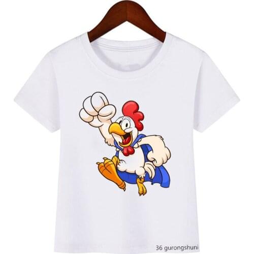 Children Clothing Cartoon Chicken Print T-shirt Girls/boys Animal Kids Funny Clothes Summer Tops T Shirt Kawaii Hot Sale 2021