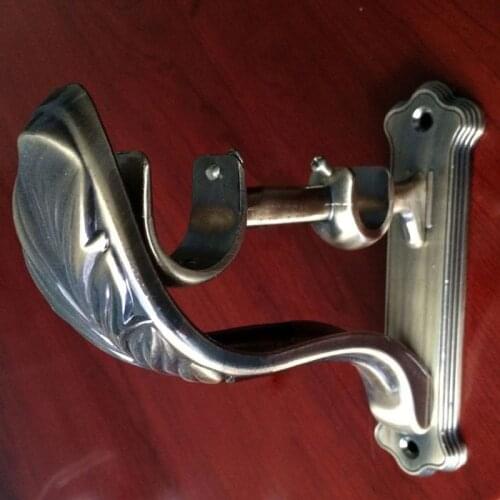 Design Metal carve Roman Curtain holder Alloy luxury Euro leaf pattern roman rod stick double rod bracket brass wall hook holder