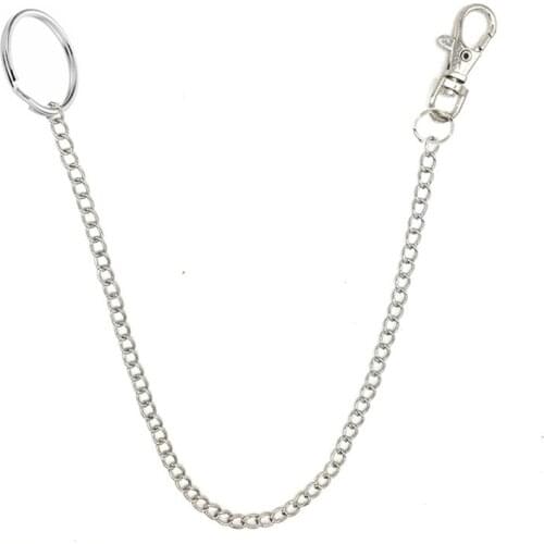 Long Metal Wallet Chain Leash Pant Jean Keychain Ring Clip Mens Hip Hop Stainless Steel Jewelry