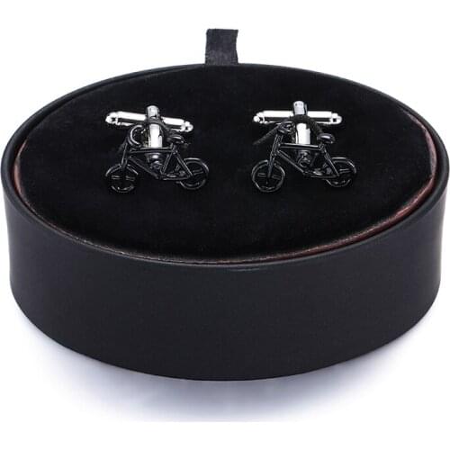 DY High quality black bike Cufflinks box set the fashion mens French shirt Cufflinks black leather box set free shipping