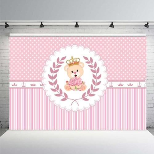 Background Photography Children Birthday Party Baby Shower Newborn Light Pink Girl Teddy Bear Photo Studio Photo Backdrop