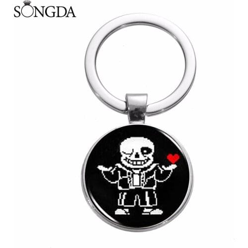 Hot Game Figure Undertale Key Chain Crystal Glass Fashion Car Keychain Metal Holder Key Ring jewelry Fans Gifts Toys Accessories