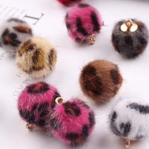 10pc Imitation Pompom Leopard Fur Ball Handmade Diy Materia Handmade Hair Earring Ball Pendant Jewelry Finding AC439