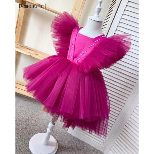 Custom Puffy Girls Dresses Knee Length Princess Birthday Party Pageant Gowns Photo shoot Props 1-14Y