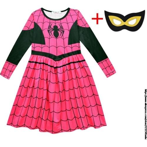 Girls Moana Cosplay Costume for Kids SpiderMan Princess Dress with + Eye Mask Costumes Baby Children Party Clothes