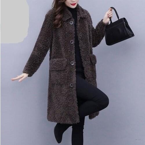 Winter Jacket Women Warm Faux Fur Lambswool Plush Coats Female Outerwear Korean Fashion Ladies Cardigans Long Sleeve Clothing