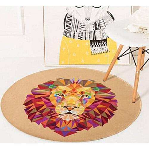 LIU Nordic animal lion circle carpet bedroomdoor entrance door mat fox cat kitchen bathroom children rug playmat pad window