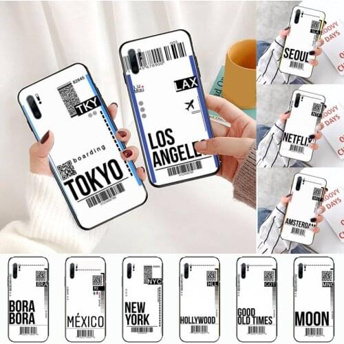 Cute FIRST CLASS PLANE TICKET Phone Case For Huawei Honor 7C 7A 8X 8A 9 10 10i Lite 20 NOVA 3i 3e