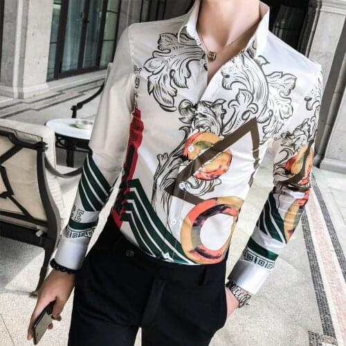 Fall 2019 Long Sleeve Shirt Mens Social Blossom A236-9816-P55