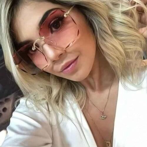 Luxury Vintage Oversized Rimless Square Clear Lens Sunglasses Frame Male Sun Glasses Brand Designer Eyewear Shades for Women