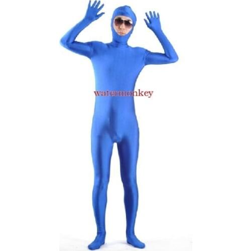 Mens Fullbody Spandex Zentai Bodysuit Sexy Adult Fancy dress Zentai Suit with open face