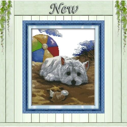 Love-sickness,dog on the beach Home Decor,pattern printed on the cloth DMC 11CT 14CT Cross Stitch kit,Set needlework embroidery