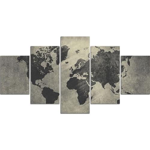 Wall Posters And Prints 5 Piece Abstract world map Wall Art Canvas Paintings Art Wall Picture Home Décor