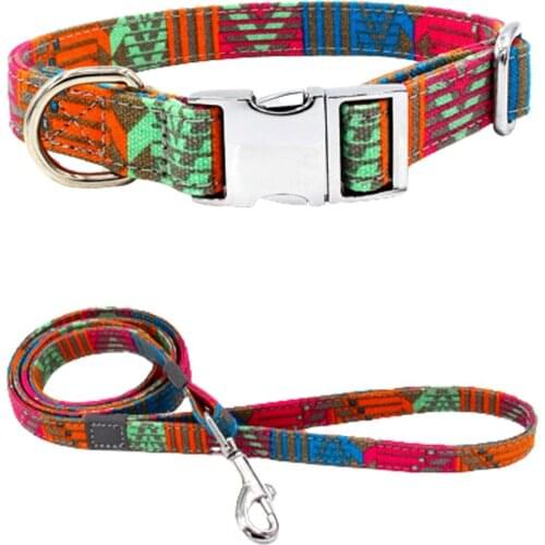 Nylon Dog Collar And Lead Set Pet Necklace Reflective Collars Small Medium Large Dogs for Pitbull Dobermann Pug Dog Supplies