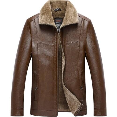 New Men Leather Jacket Autumn Winter Warm Lamb Velvet Lapel Men Jacket Casual Fashion Classic Brand Men Jacket Plus size S-4XL
