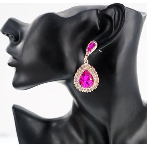 New Fashion Elegant Gem Stone Crystal Drop Earrings for Women Cute Water Drop Dangle Earrings Friends Gift Women Jewelry
