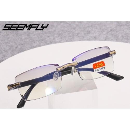 Seemfly TR90 Finished Myopia Glasses Fashion Anti Blue Light Student Short Sight Eyewear -1.0 -1.5 -2.0 -2.5 -3.0 -3.5 -4.0 New