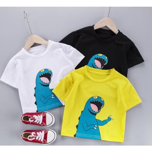 Baby Girl Clothes 3 Color Fashion Trend Printed Short T-shirt Cute Cartoon Dinosaur Boys T-shirt Comfortable Cotton Kids Clothes