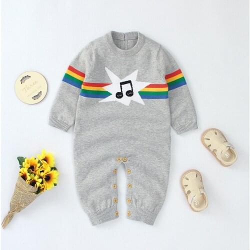 Baby Boys Girls Knitted Print Romper Jumpsuit Cute Autumn Winter Long Sleeve Warm Toddler Infant Rompers Children Clothing