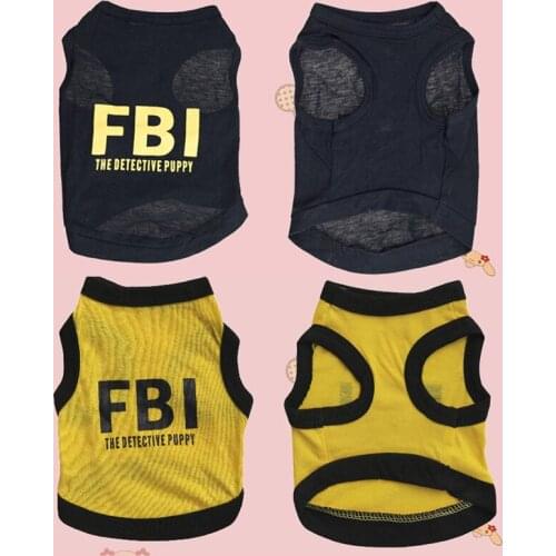 1Pcs Pet Dog Clothes Pet Vest FBI Letter Print Detective Puppy Pet Supplies XS-L Cotton Spring Summer T Shirt