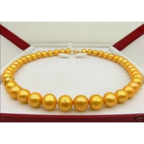 GENUINE SEA a 9-10 mm GOLDEN PEARL NECKLACE 17"