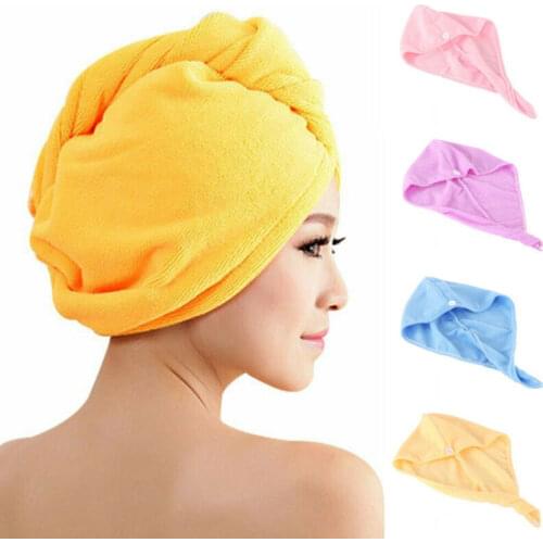 Hair Towel Cap Rapid Drying Hair Towel Thick Absorbent Shower Cap Fast 60 x 25 cm Solid Color Towel